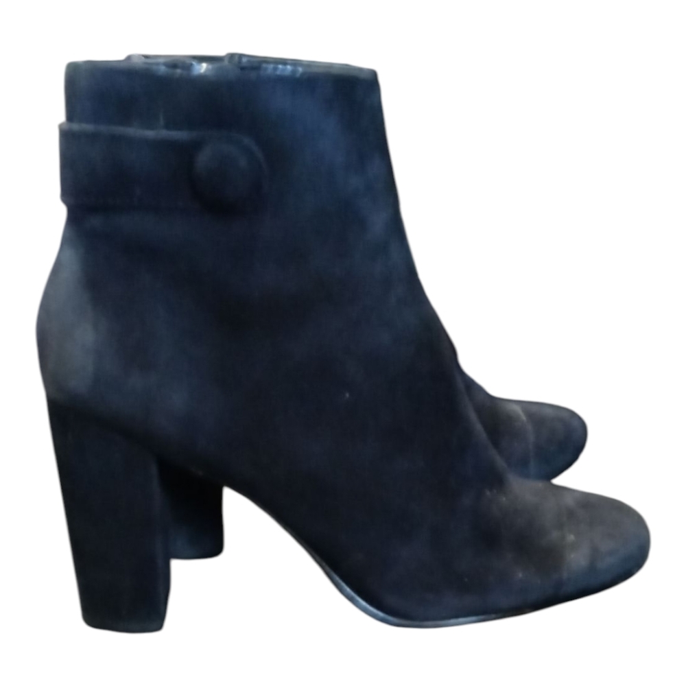 Ann Taylor Black Suede Leather Zip High Heel Ankle Boots